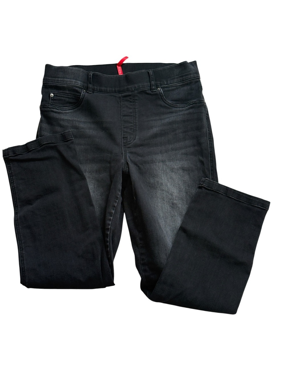 Spanx Charcoal Black Womens Pull On Jeans Size Large Straight Leg Stretch